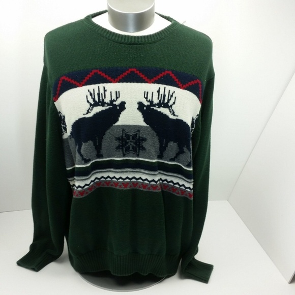 Levis Dockers Sweater Retro Crew Moose Elk 90s - Picture 2 of 4